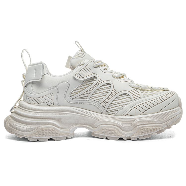 Kappa Urban Sports Mesh Breathable Platform Comfortable Versatile Non-Slip Wear-Resistant Low-Top Dad Shoes Women Sneaker White K0E25MC62J-012