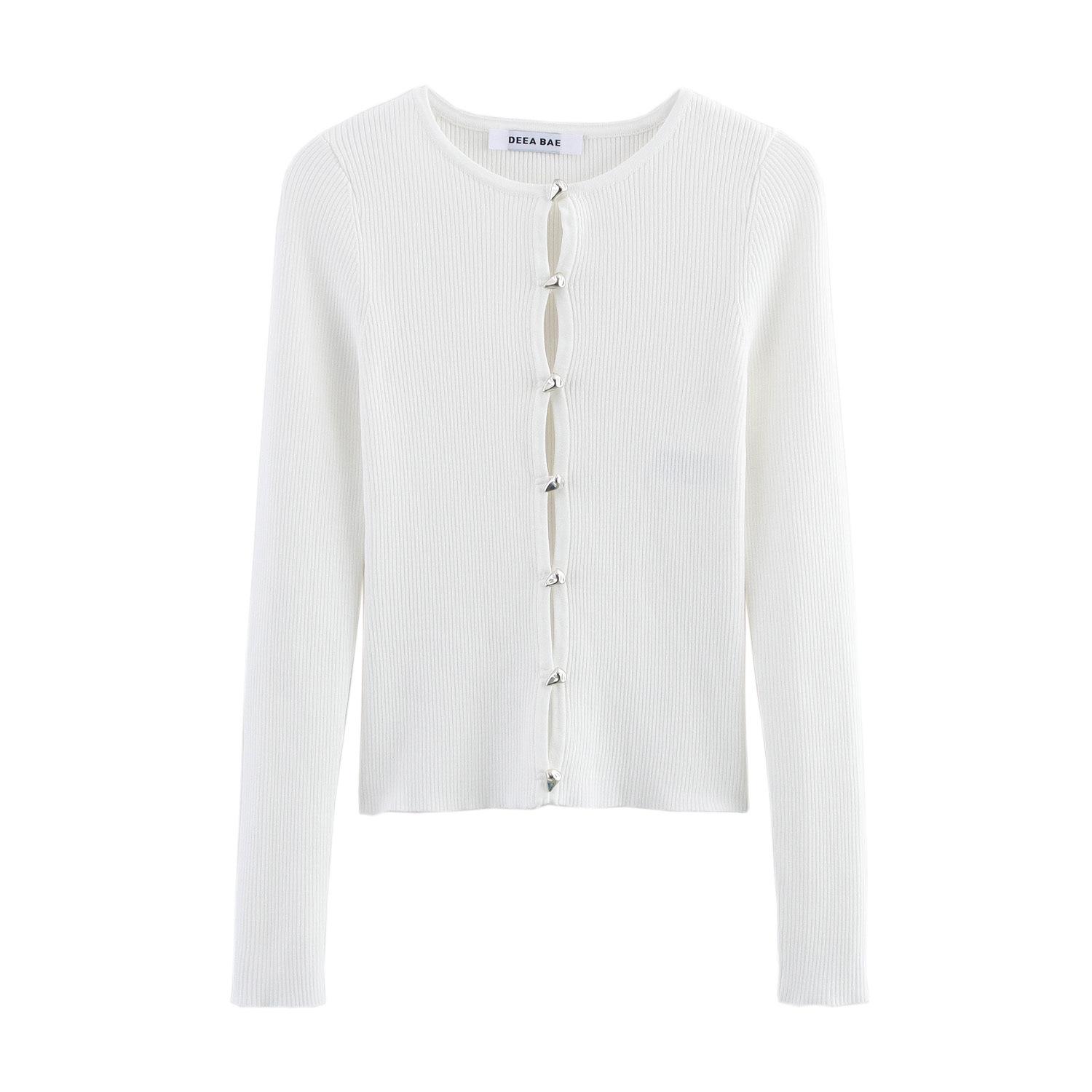 

Весна 2025 Женский кардиган в европейском и американском стиле, повседневный, в рубчик L белый