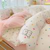 Small Fresh Mattress Quilt Cover Class A Maternal And Infant Grade Cartoon Dormitory Bed Sheet Three-Piece Set Super Soft Washed Cotton 4Pcs Set