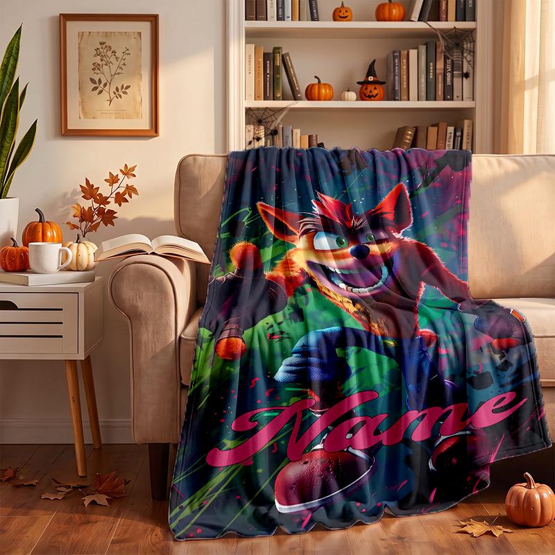 Crash Bandicoot Custom Flannel Blankets Soft Warm Cozy Throws for Home Decor Holiday Gifts