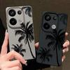 Coconut Tree Print Leather Texture Case For Xiaomi 13T Poco X7 X6 Redmi Note 14 Pro 13 12 11 Matte Shockproof TPU Soft Phone Cover