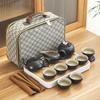 Black pottery travel kung fu tea set portable business gift set creative ceramic cooling pot set