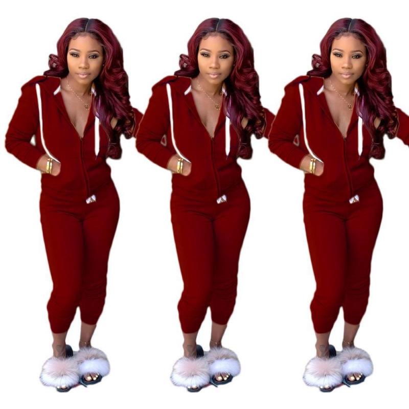 2024 Autumn Hot-Selling Women's Solid Color Hoodie Sweatshirt Sportswear Two-Piece Set