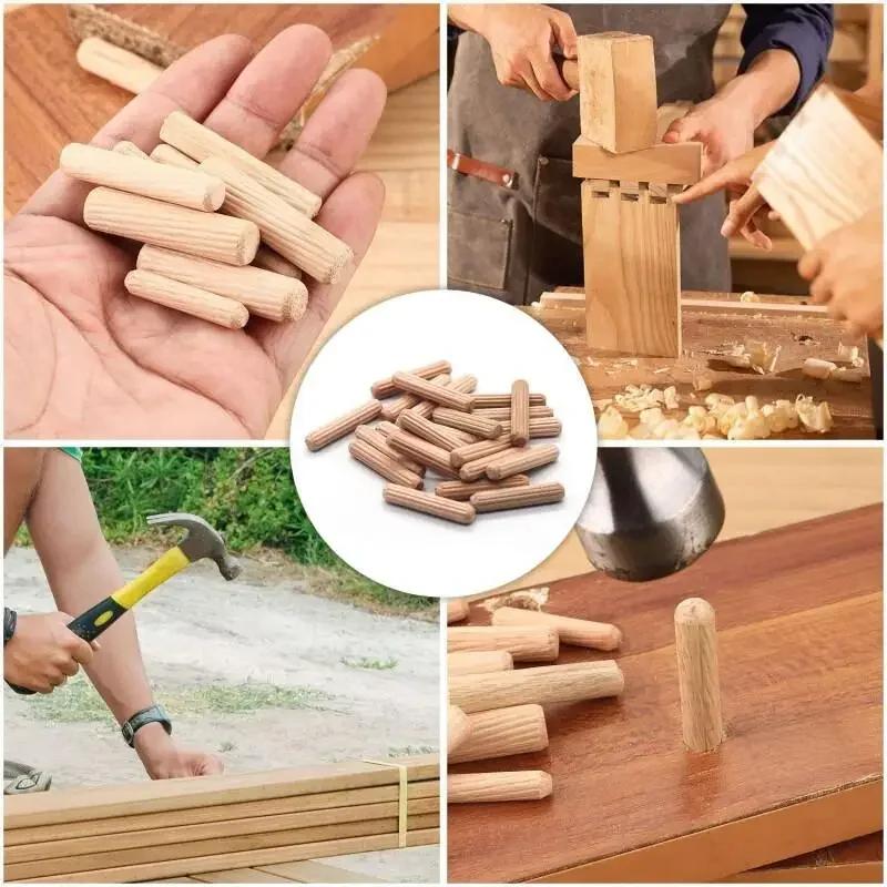 100/50 stücke Holzbearbeitung Dübel Handwerk Dübel Pins Stangen Set Möbel Beschlag Dübel Pin Holz Schrank Schublade Runde Geriffelte Holz