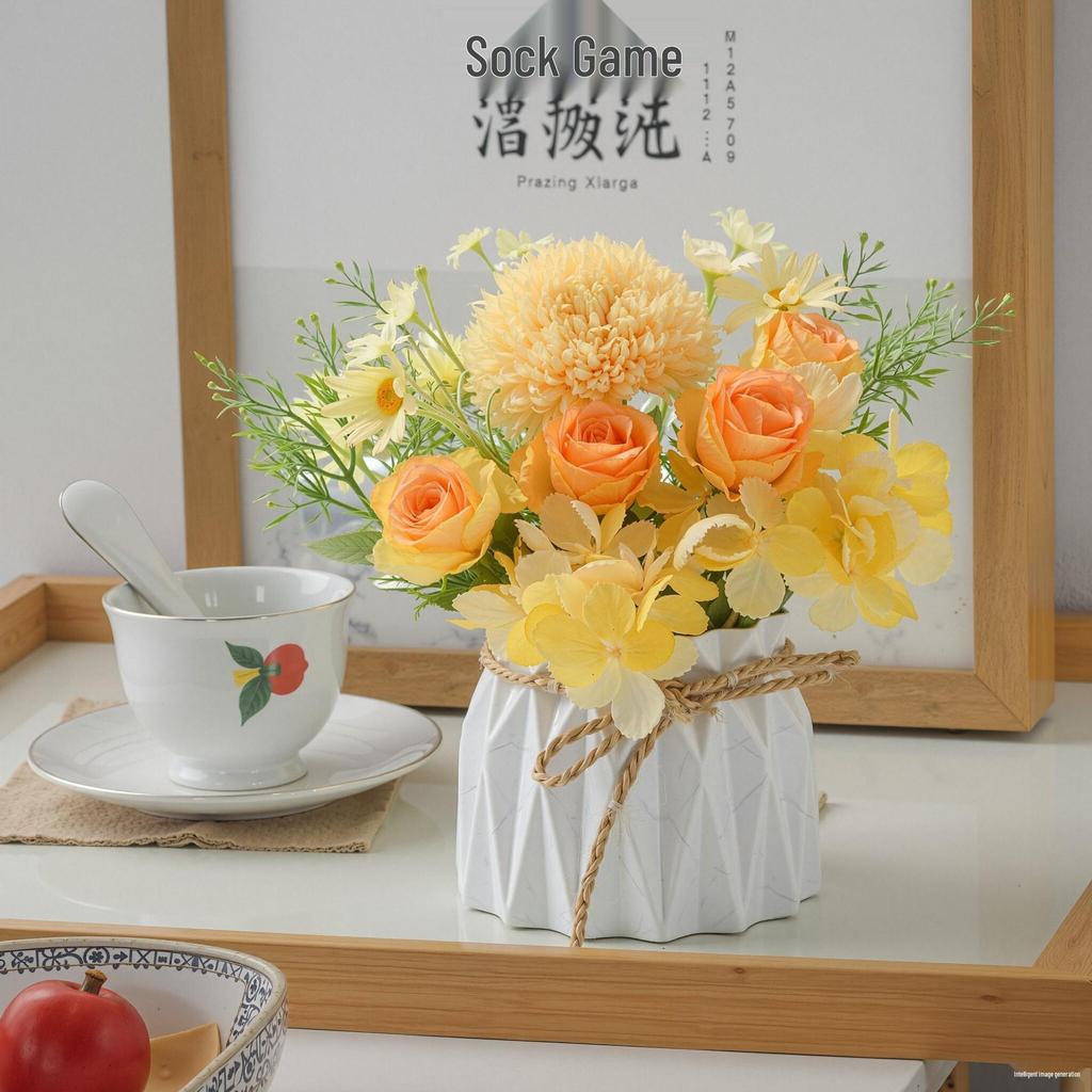 Artificial Flowers Desktop Ornament for Living Room and Dining Table Decoration