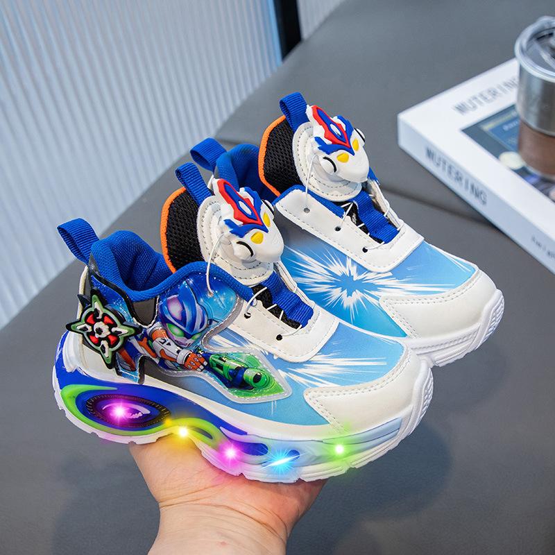 

New Style Shoes with Lights, Cartoon Boy Shoes, Rotating Buttons, Sports Shoes, Dad Shoes 23 синий