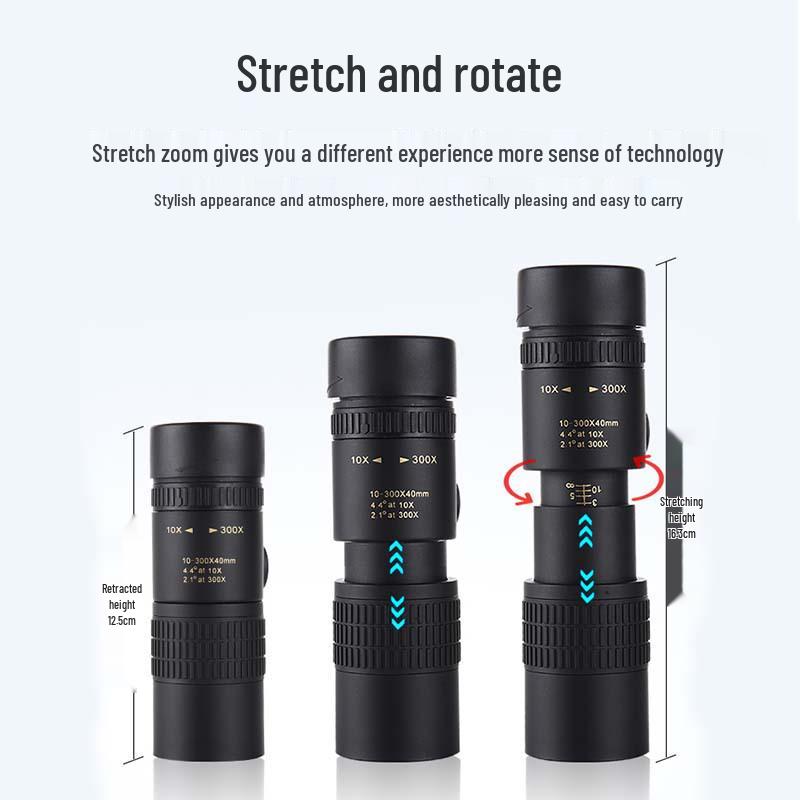10-500x40 Monocular Telescope: HD, High Magnification, Portable, Military Green for Mobile Photography Outdoors