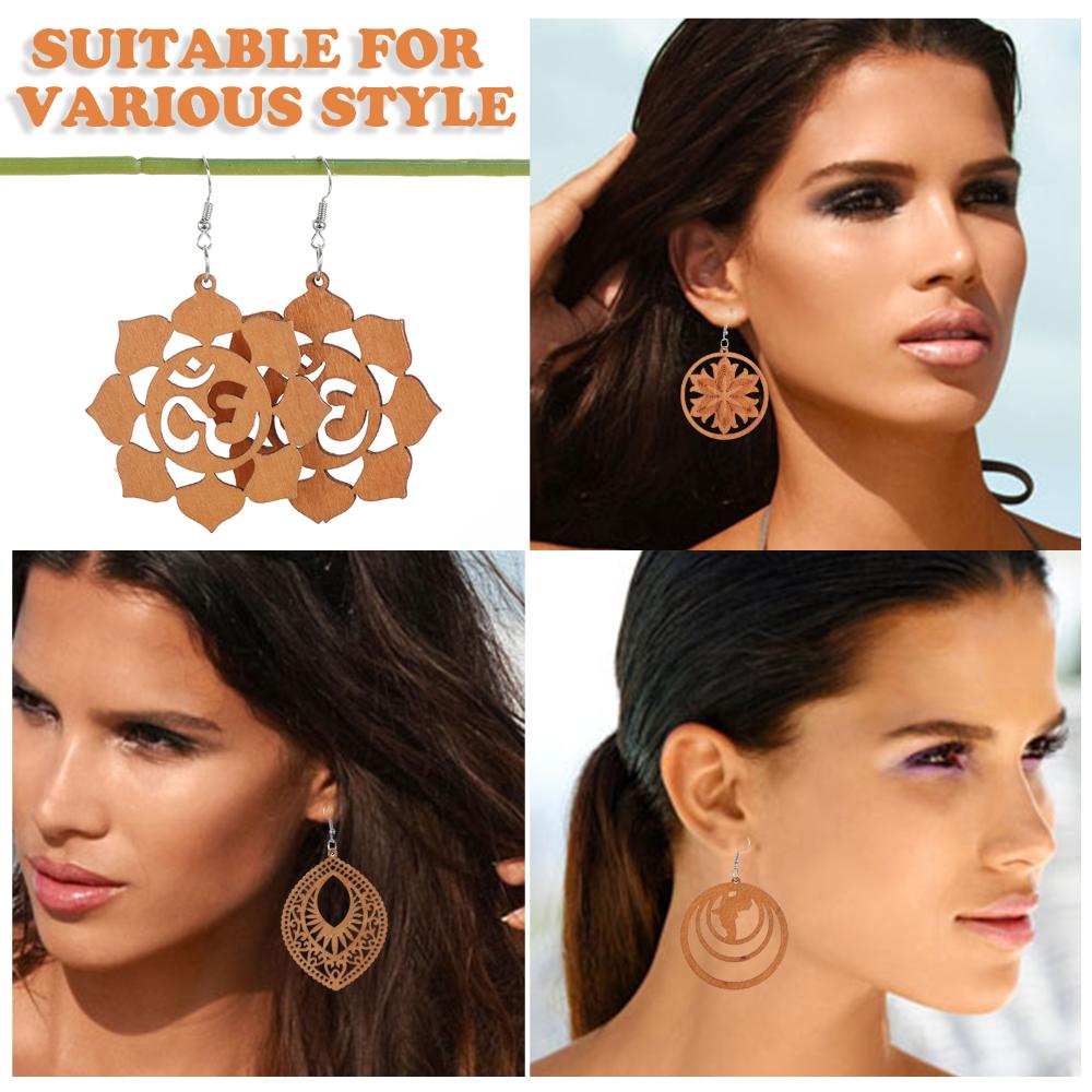 16 Pairs Jewelry Bohemian Wood Earrings Pendant Earring Making African Dangle Earrings