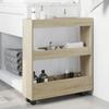 Narrow Storage Trolley 3 Tier Sonoma Oak Effect Particleboard