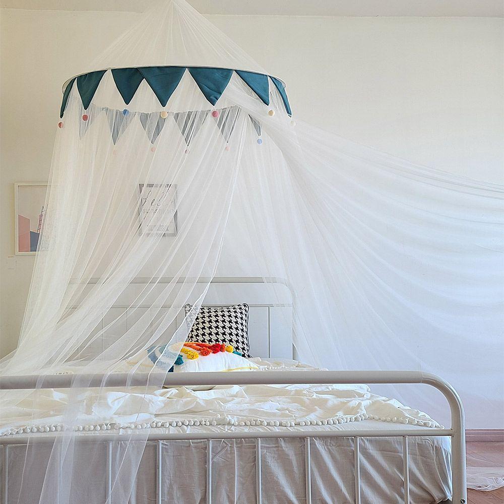 Dome Hanging Mosquito Net European Style Palace Bed Curtain Punch-free Installation Mosquito Net Simple Fur Ball Girl Bed Curtai