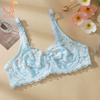 Thin Single-layer Transparent Sexy Bra Full Lace Steel Ring Unlined Bra Fresh Adjustment Plus Size Bra 34-40 Cup BC