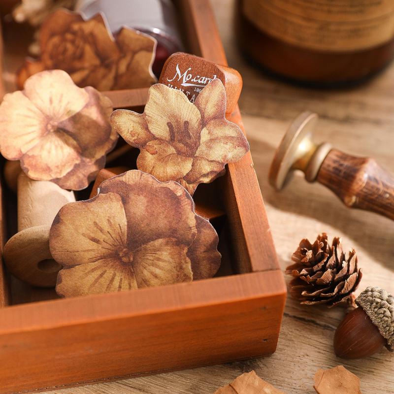 15-Sheet Retro Brown Plant Leaf Specimen Stickers, Decorative for Journal Collage & DIY Crafts