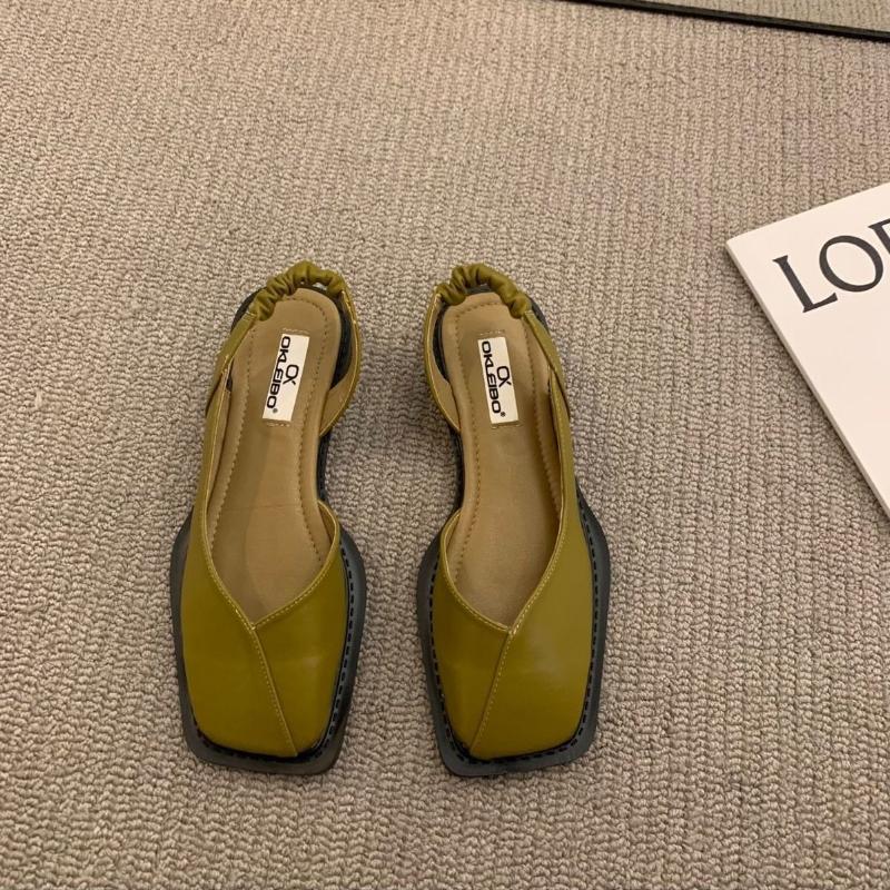 Square Toe Womens Flats Shallow Mouth Elegant Womens Sandals Fashion Vintage Party Shoes Elastic Band Women Shoes Luxury Zapatos