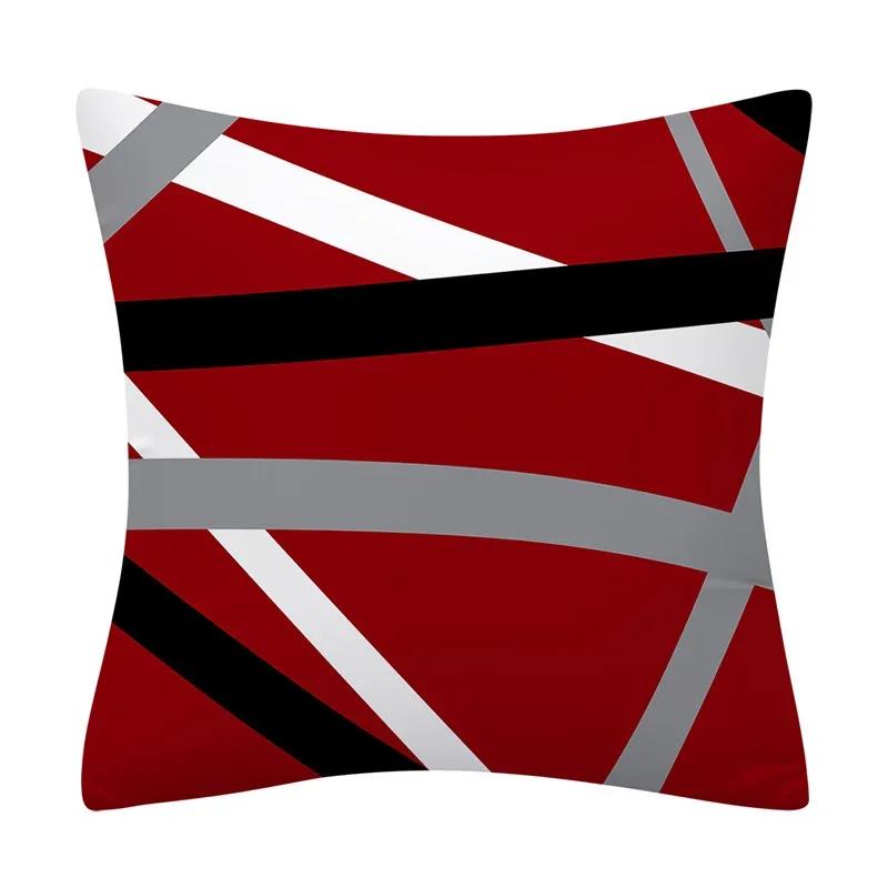 45X45Cm Red Series Geometric Pillowcase Abstract Pachwork Square Cushion Cover Sofa Car Waist Throw Pillowslip Home Decor