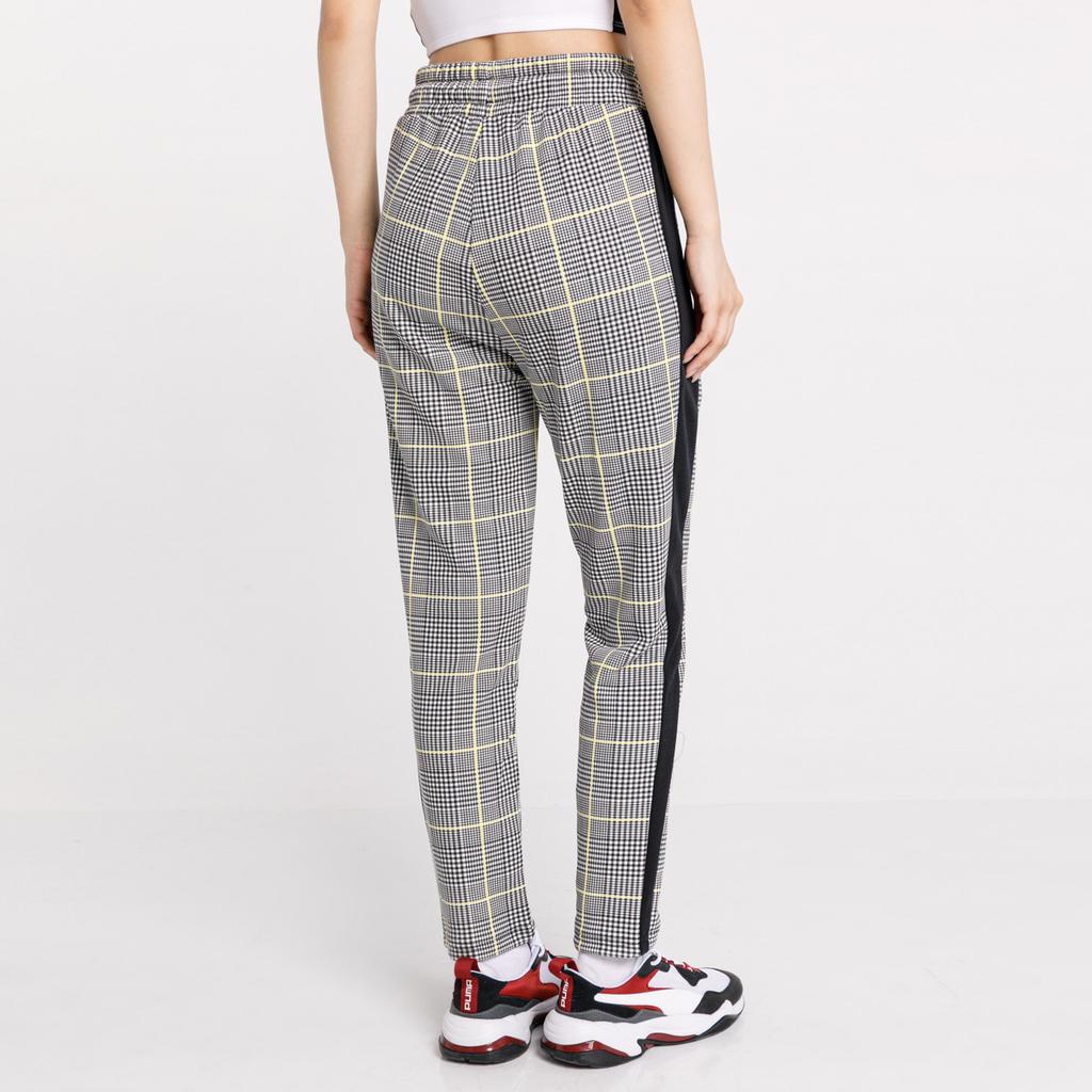 PUMA Plaid Lace-Up Straight-Leg Casual Pants Women Bottoms Black 597894-01