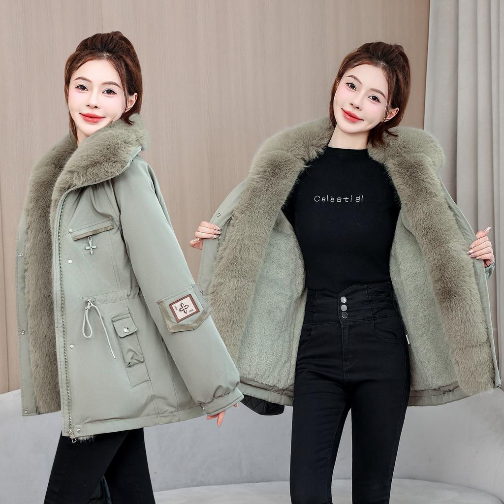 Loose winter velvet pie overcomes padded clothes women's medium and long jackets padded jackets padded clothes new year