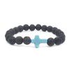 In Stock Multi-Color Lava Stone Cross Bracelet