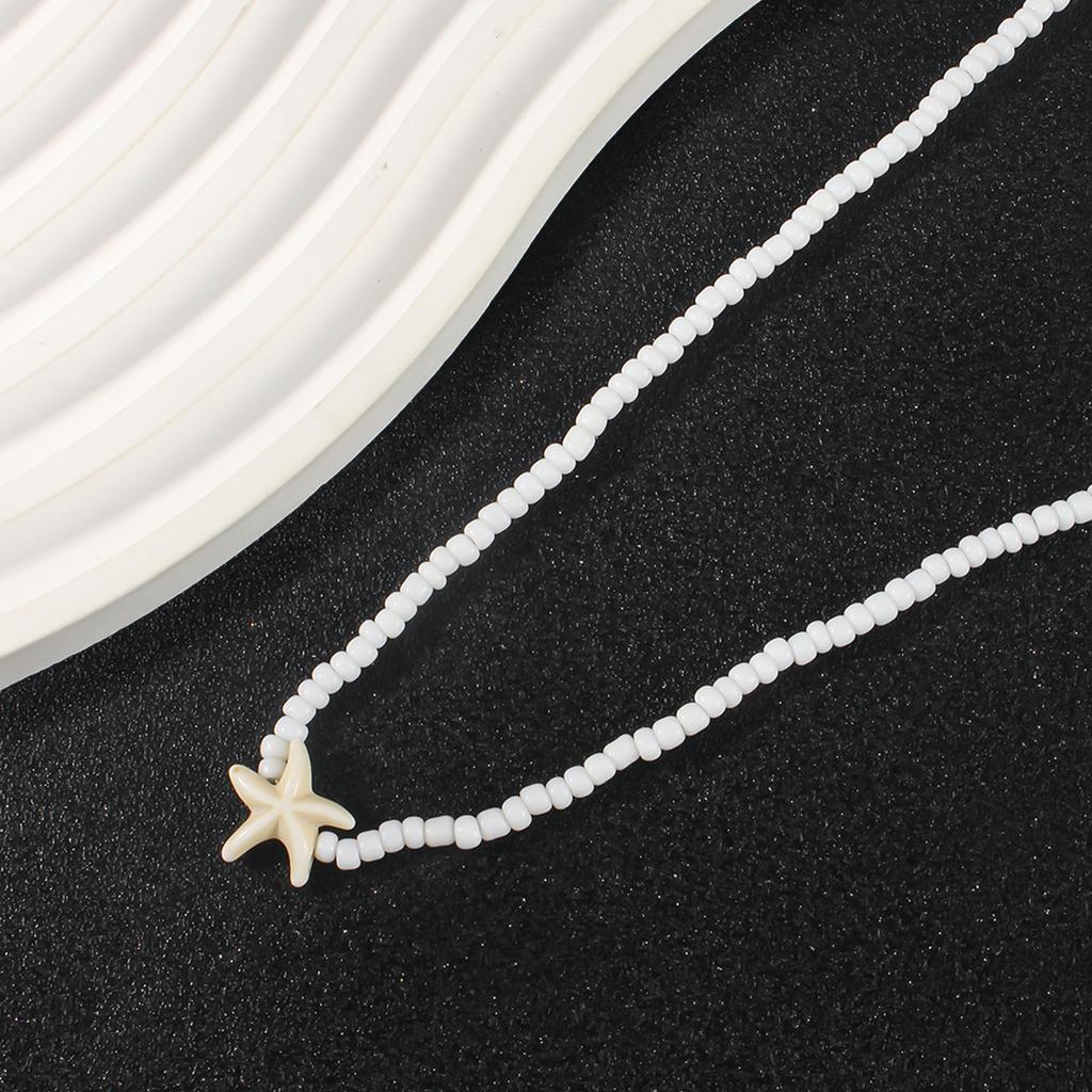 Bohemsk Hvit Håndlaget Perlekjede Delikat Sjøstjerneaksent På Chokeren Passer For Sommerstrandfester Ferie Zirkon