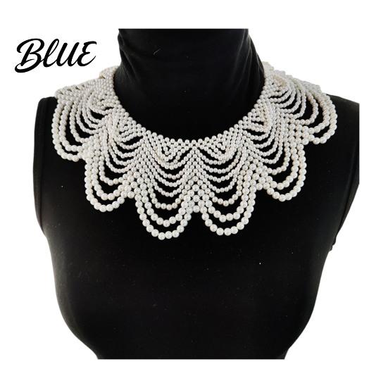Stylish Statement Piece Faux Pearl Bib Necklace Hollow Design Choker