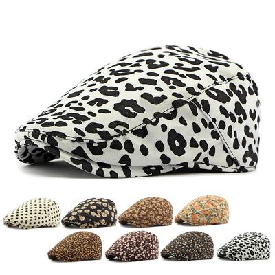 Spring Autumn Beret Women's Corduroy Cap Leopard Print Forward Cap
