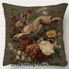 pc Vintage Leaping Hare  Peony Pillow Cover Polyester D DoubleSided Print Rustic Floral Rabbit Art Cottagecore Home Decor