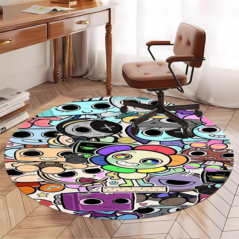 Dandy's World Pattern Round Rug, Indoor/Outdoor Mat, for Picnic, Gameroom, Bedroom, Office, Living Room, Home Decor Carpet, Birthday Gift
