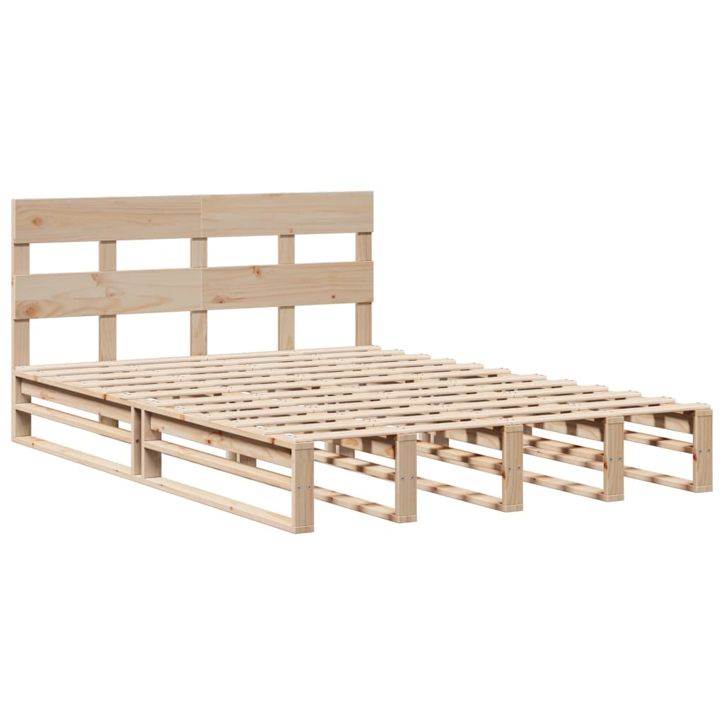 Solid Wood Bed Frame without Mattress 140x190 cm Pine Wood