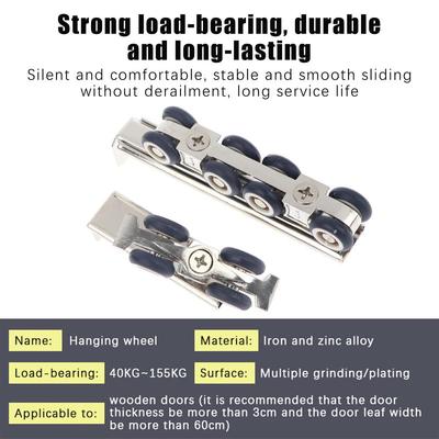 2Pcs Sliding Door Roller Hanging Pulley Rail Track 4 Wheels/8 Wheels For Home Room Wood Door Hanging Wheels Rail Track