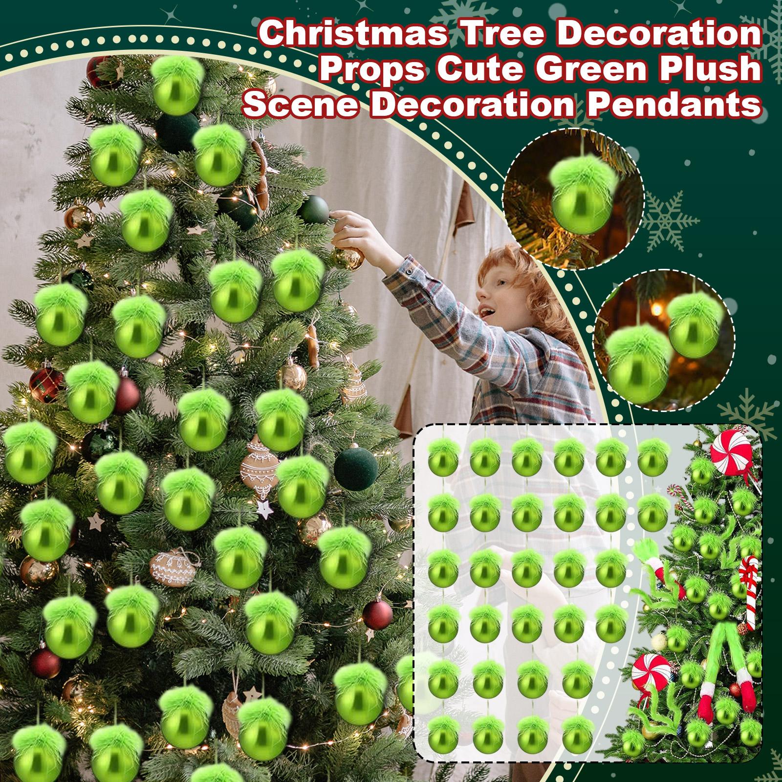 

Christmas Tree Decoration Props Cute Green Plush Scene Layout Decoration Pendant Holiday Party Decoration One Size