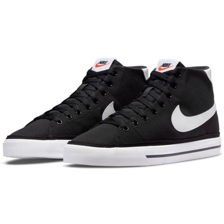 Nike Court Legacy Canvas Mid Black White Men Sneakers Team-Orange DD0162-001