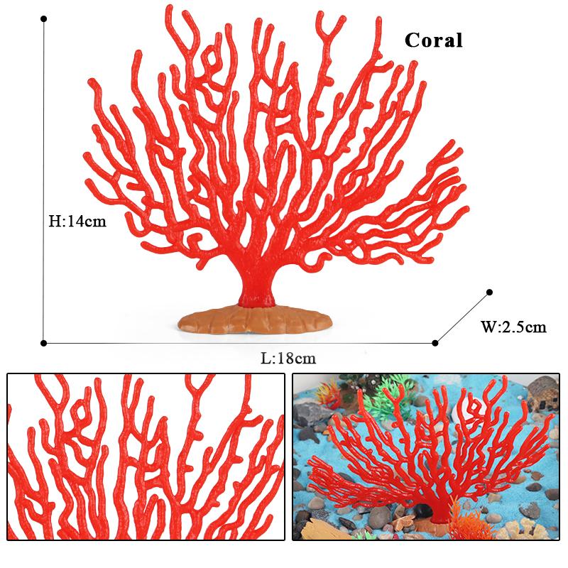 Oenux Ocean Starfish Sea Anemone Coral Jellyfish Squid Shrimp Crab Shark Animals Model Action Figures PVC Miniature Kid Toy Gift