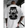Men's New Cotton Short-Sleeve T-Shirt with V8 Engine Print, Trendy and Fashionable Crew Neck Short Sleeve, Casual and Comfortable