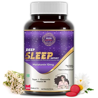 Shudh Kaama Deep Sleep With Melatonin 10mg and Tagar 250mg | Sleeping Aid Pills for Deep And Strong Sleep For Men and Women | Non-Habit Forming