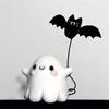 1Pc Halloween Cute Ghost Putting Bat Ornaments, Ghost Bat Desktop Party Decoration, Party Small Gift, Little Finger Cute Ghost