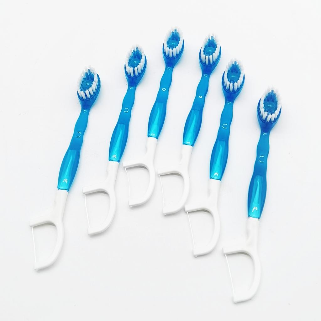 Disposable Mini Toothbrush With Bursting Beads and Dental Floss All in One