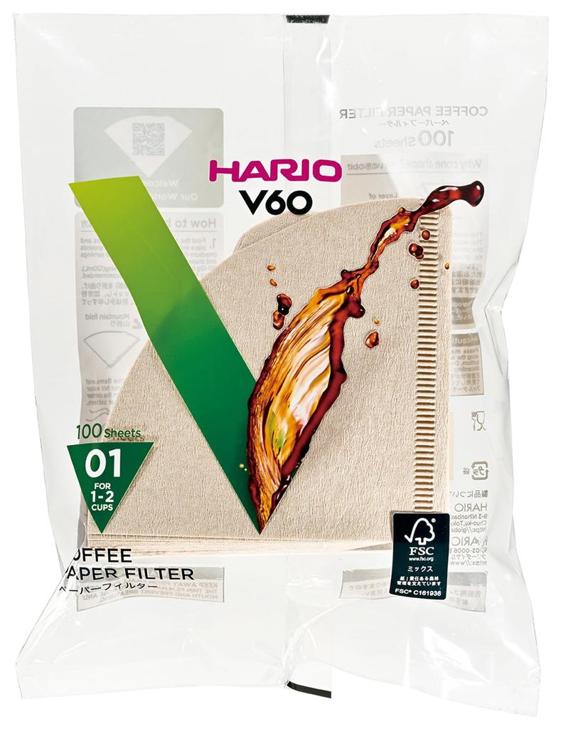 HARIO V60 Papierfilter 01M für Tassen 500 Stück Misarashi 1~2 VCF-01-100M