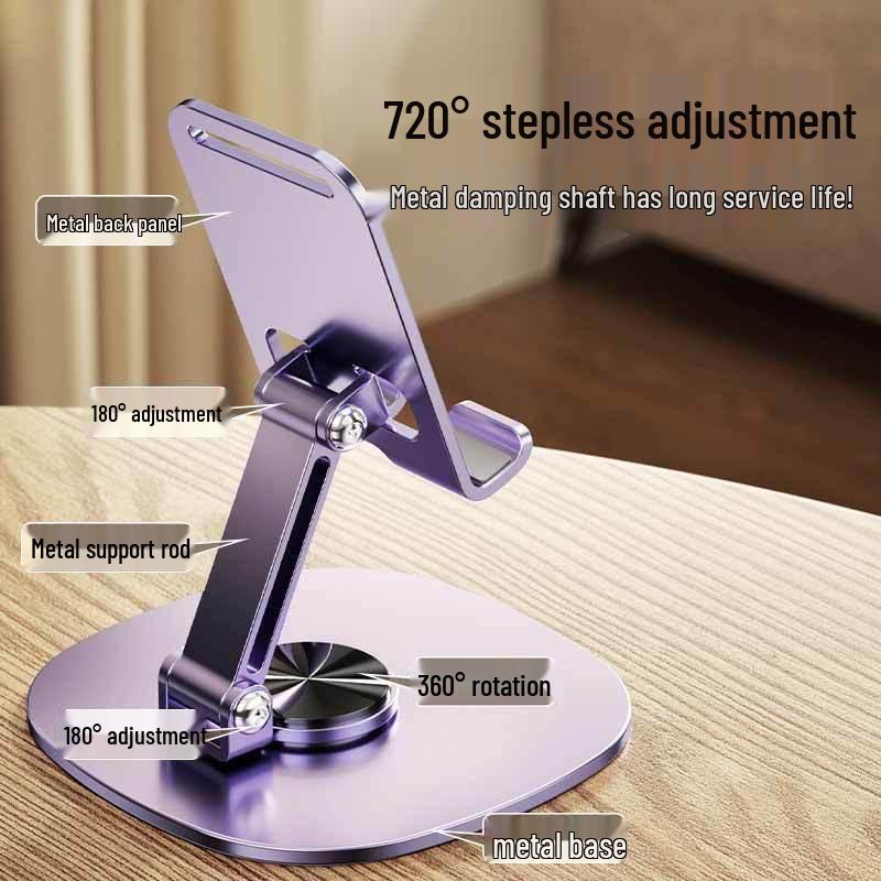 Universal All-Metal 360° Rotating Phone & Tablet Stand for Desktop Live Streaming & Learning