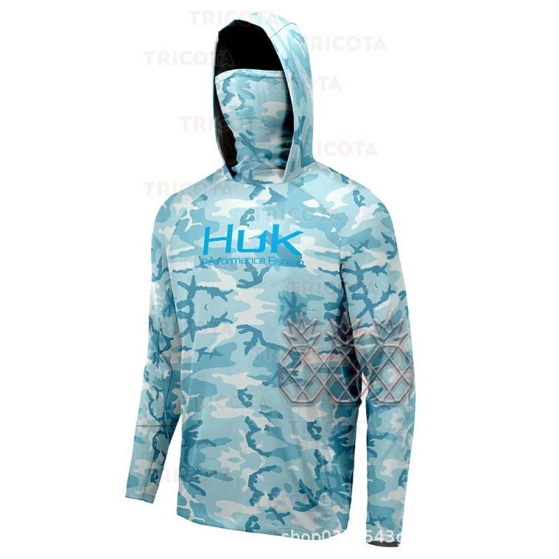 Mens Quick-Dry UV Protection Hooded Fishing Long Sleeve Shirt Outdoor Sports Cycling Running Summer