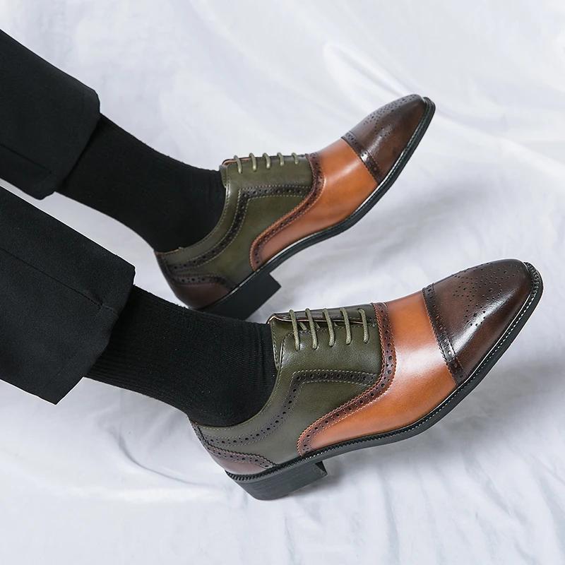 Fashion Men's Classic Retro Brogue Shoes Mens Lace-Up Leather Dress Business Office Flats Men Wedding Party Oxfords EUR Sizes 38-48