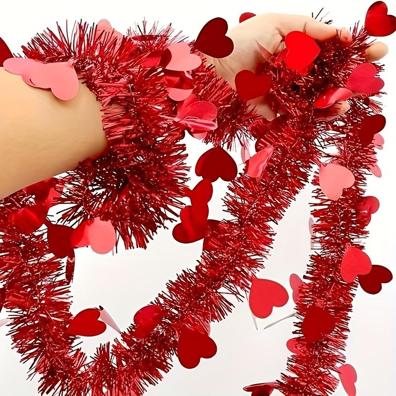 1pc Large  Red Heart Garland with Plastic Love Hearts - Valentine's Wedding Arch, Door &Balcony Decoration Suitable for Weddings