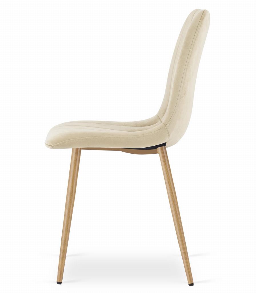 LAVA chair - light beige velvet / wood-colored legs x 2