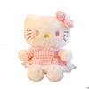 Doll Plush Stuffed With Checkered Dress And Bow Decor For Kids Gift