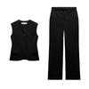 Spring New Vertical Straight Pants 8646186 V-neck Sleeveless Pocket Decoration Vest Vest 8412186