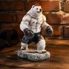 Resin Animal Figurine Boxing Bear Figurine, Muscle Statue for Desk Decor, Brown Decor White Sculpture Office and Home Display Shape