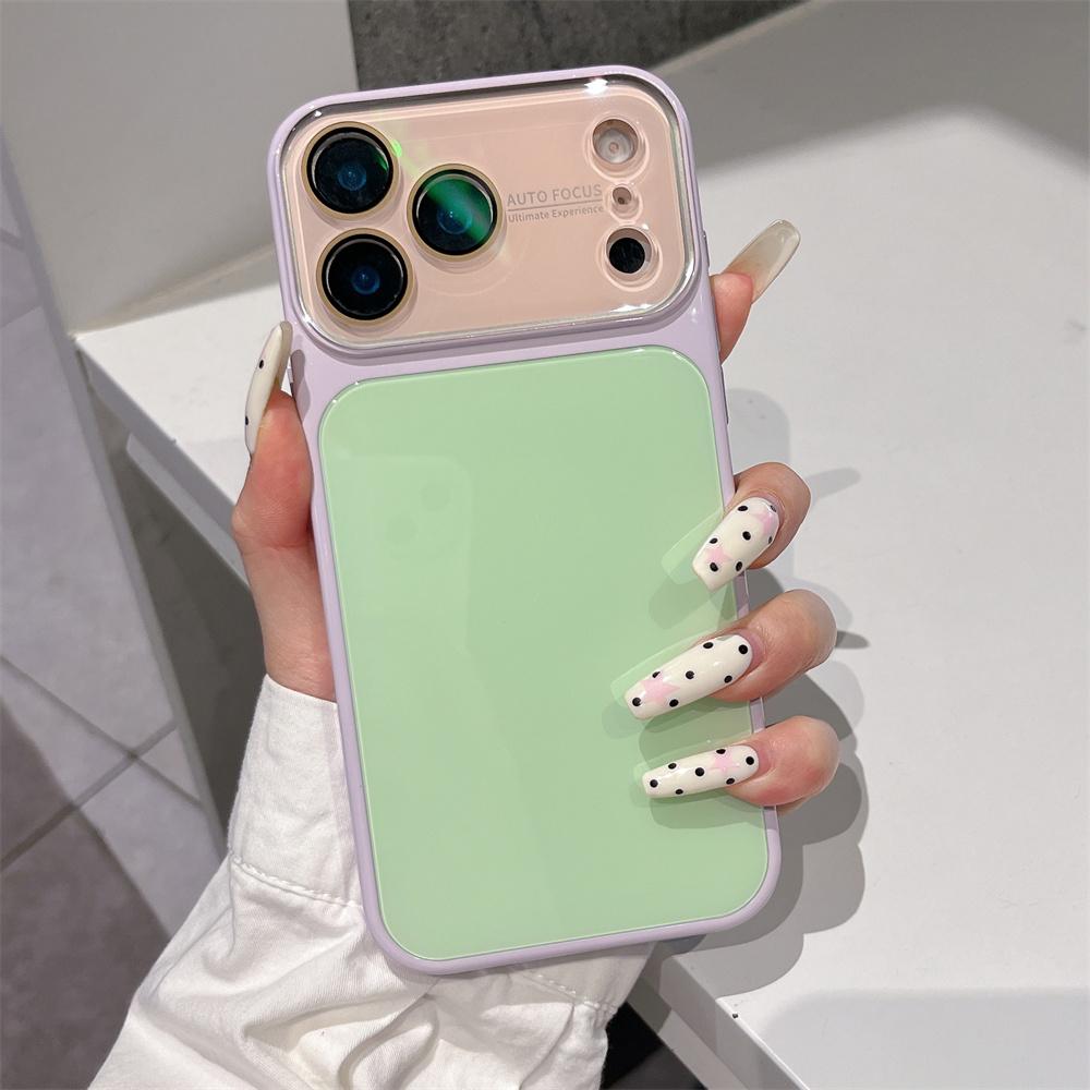 Dopamine Color Collision Splice Glass Phone Case For Apple iPhone 17 16 15 14 Pro Max 13 Camera Lens Proteciton Shockproof Cover