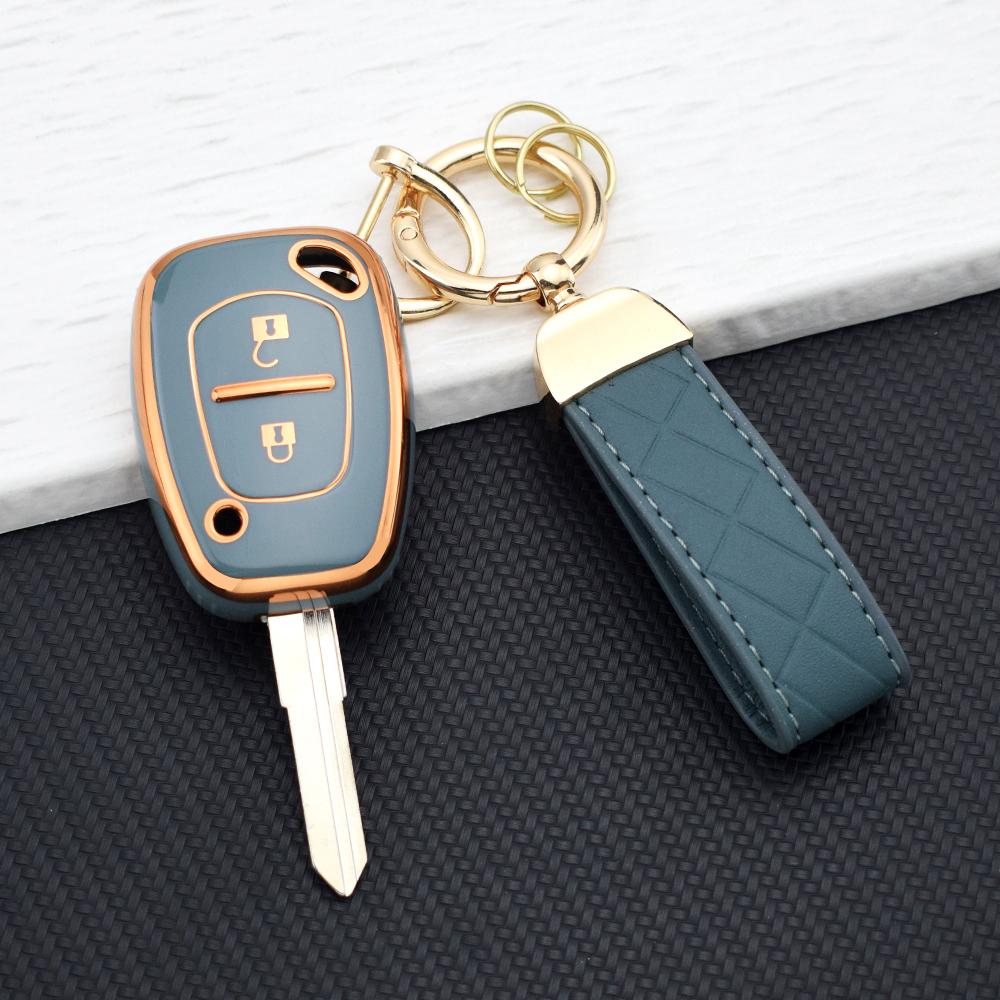 Car Key Case For Renault Kangoo Movano Vauxhall Trafic Opel Vivaro - 2 Buttons TPU Anti-Scratch Protective Cover With Key Chain