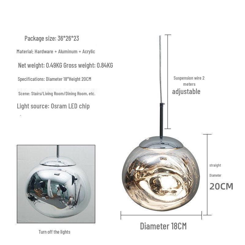 Современный серебряный подвесной светильник  Лава