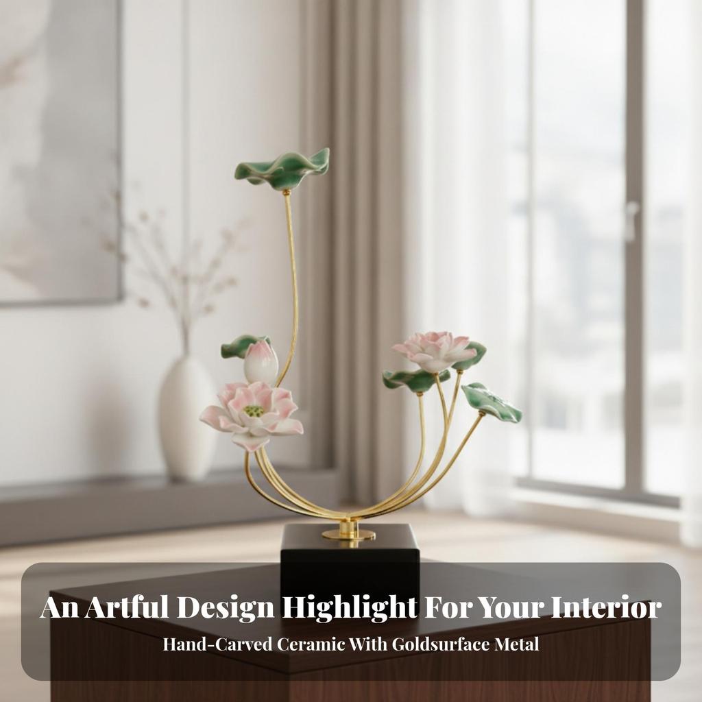 Metal Floral Sculpture Elegant Botanical Ornament for Living Room
