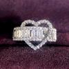 Huitan Luxury Heart Love Jewelry Ring Women Gorgeous Bridal Accessories with Brilliant Zirconia Delicate Wedding Band for Female
