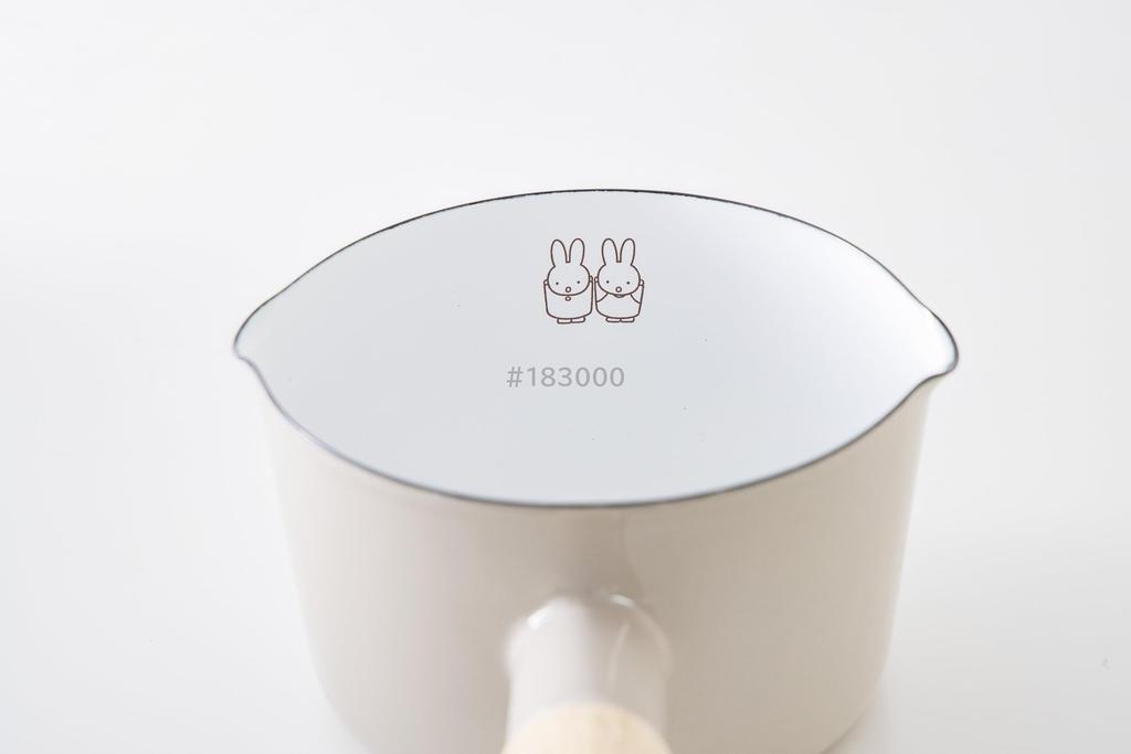 Fuji Enamel Miffy Pastel Milk Pan, 12cm, Induction Cookware Compatible, Greige, Ghost Miffy Enamel